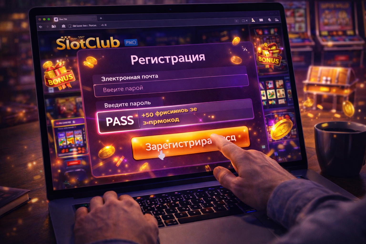 Промокод Slotclub при реєстрації: куди вписати код у формі створення акаунта в онлайн казино Слот Клуб на платформі Слотклуб